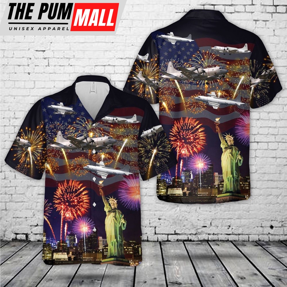 Us Navy Hawaiian Shirt, US Navy Lockheed EP-3E ARIES II, 4th Of July Hawaiian Shirt, Military Hawaiian Shirt