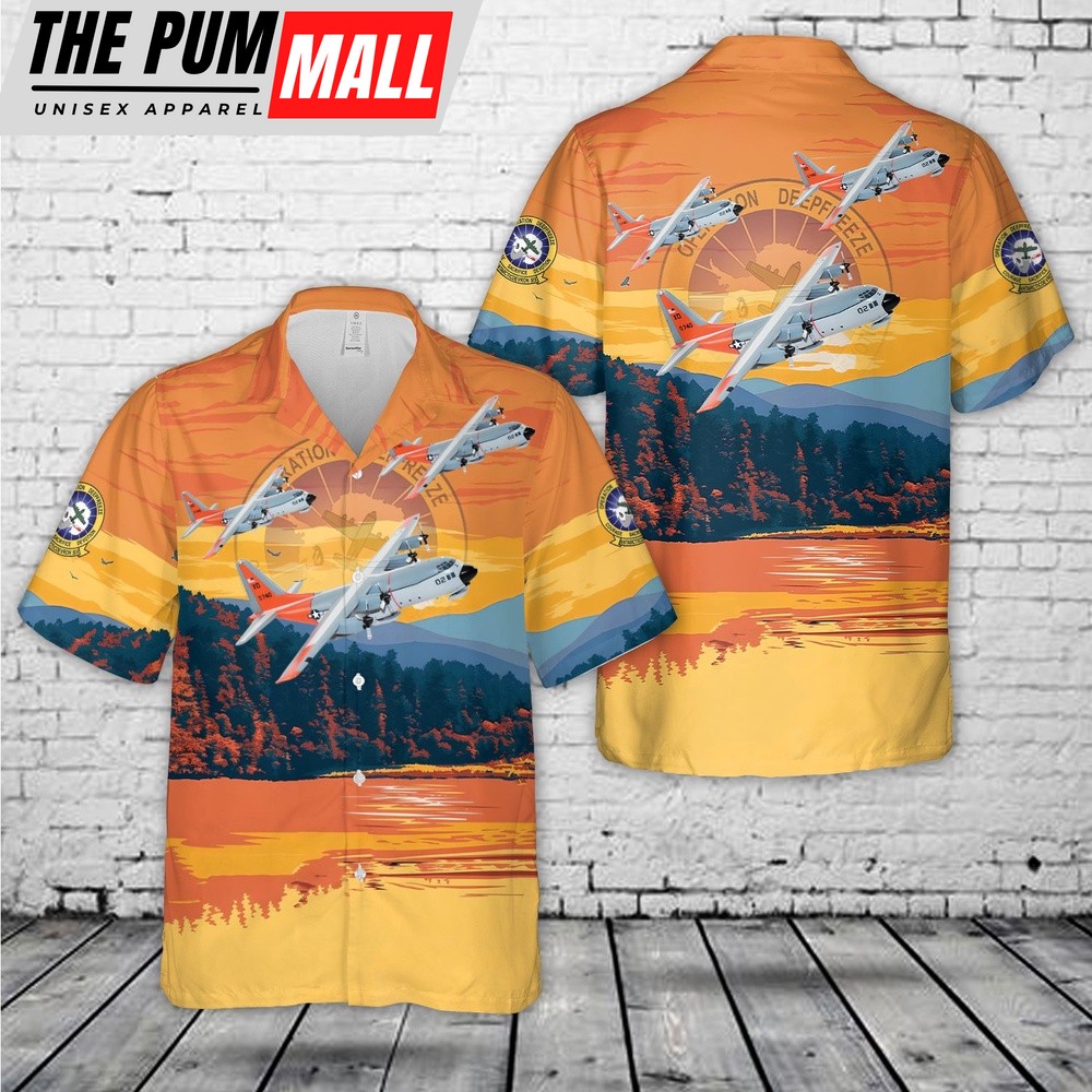 Us Navy Hawaiian Shirt, US Navy Lockheed Martin LC-130R VXE-6 Puckered Penguins (1992) Hawaiian Shirt, Military Hawaiian Shirt