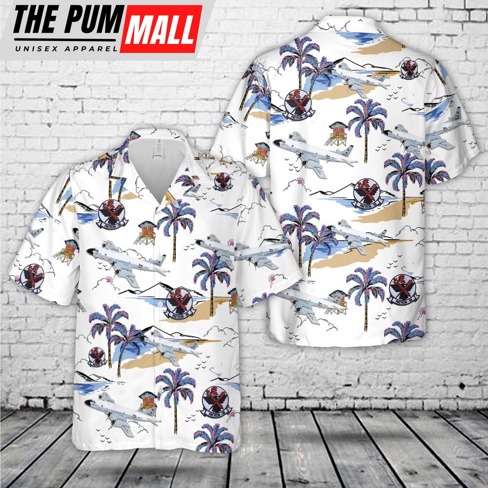 Us Navy Hawaiian Shirt, US Navy Lockheed Martin P-3B Orion, VP-68 Blackhawks Hawaiian Shirt, Military Hawaiian Shirt