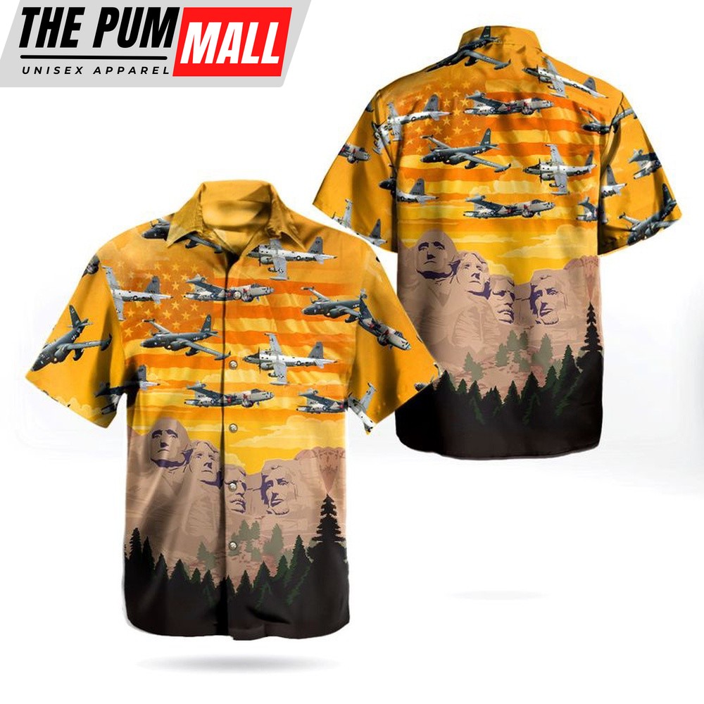Us Navy Hawaiian Shirt, US Navy Lockheed P-2 Neptune Independence Day Mt. Rushmore Hawaiian Shirt, Military Hawaiian Shirt