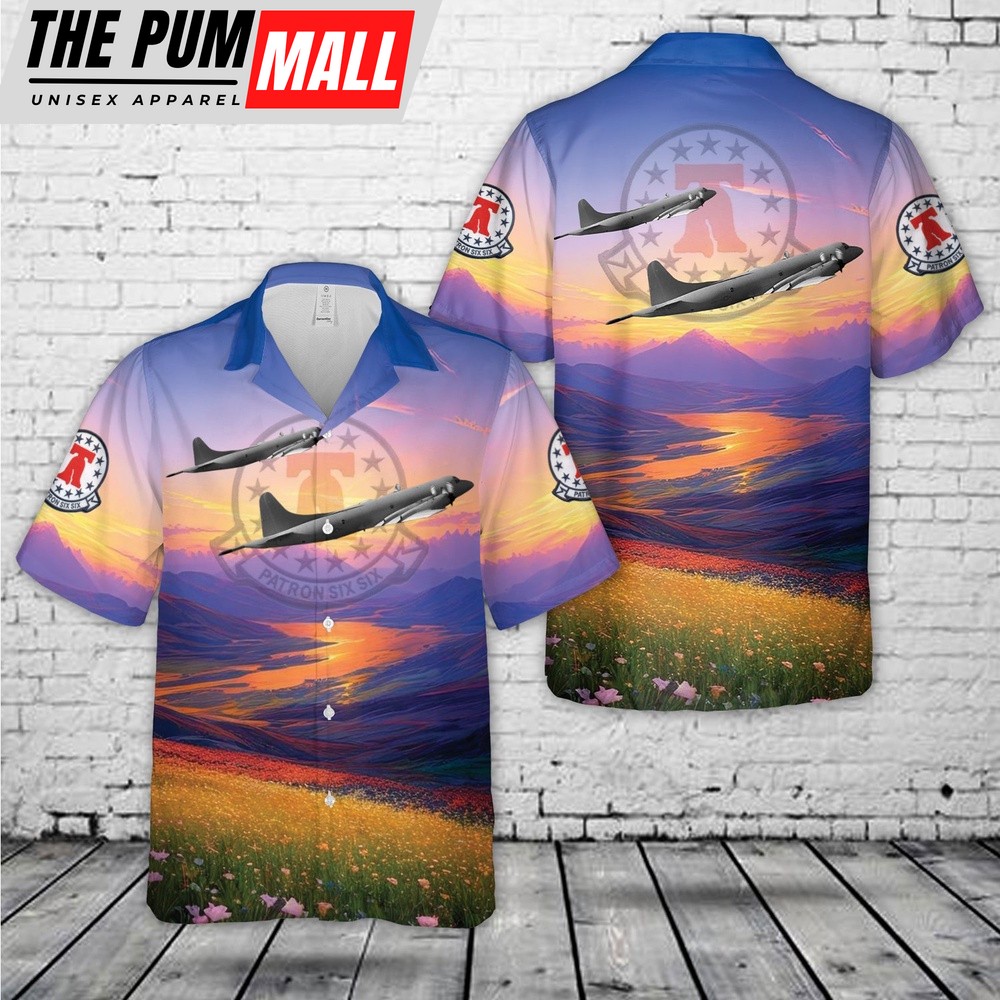 Us Navy Hawaiian Shirt, US Navy Lockheed P-3B Orion, VP-66 Liberty Bells (1990) Hawaiian Shirt, Military Hawaiian Shirt