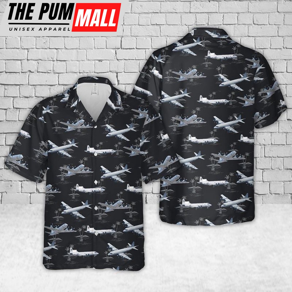 Us Navy Hawaiian Shirt, US Navy Lockheed P-3C Orion Hawaiian Shirt, Military Hawaiian Shirt