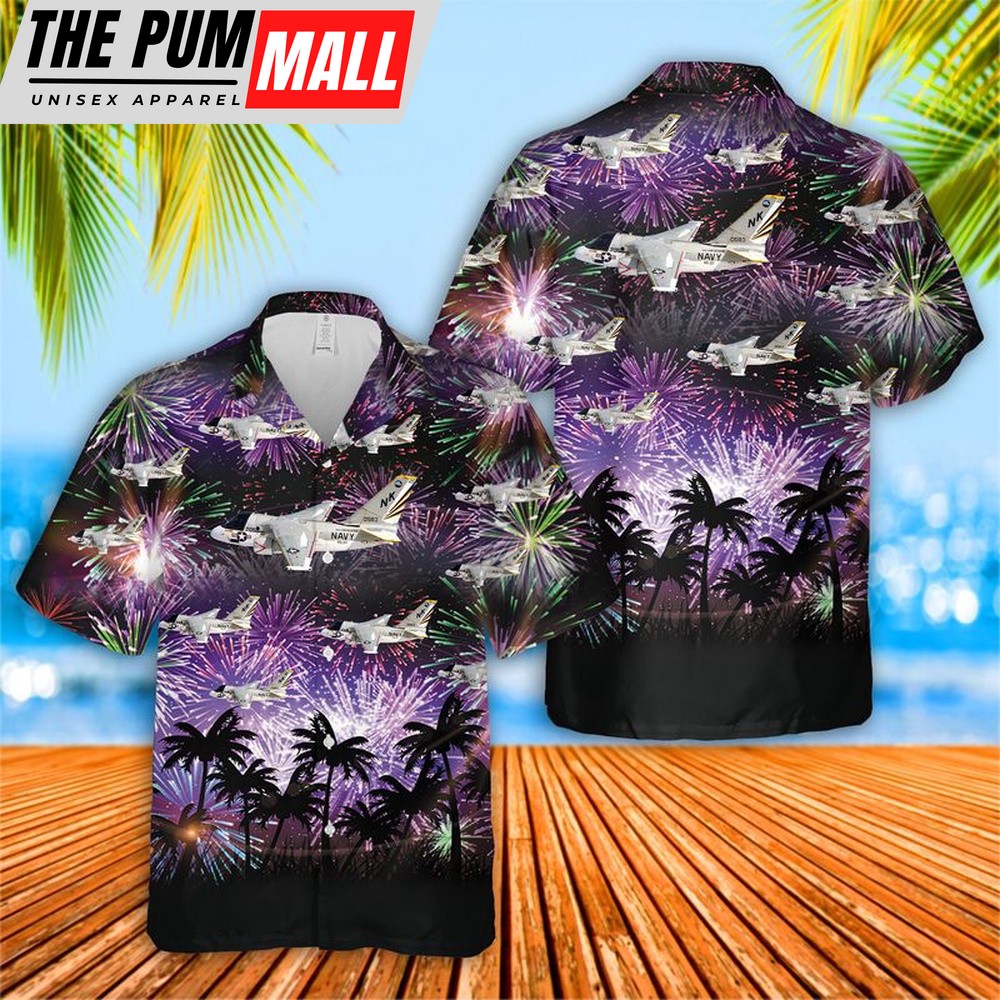 Us Navy Hawaiian Shirt, US Navy Lockheed S-3 Viking Of VS-37 4th Of July Hawaiian Shirt, Military Hawaiian Shirt