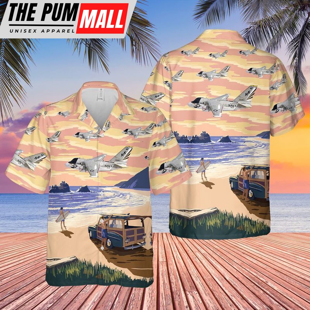 Us Navy Hawaiian Shirt, US Navy Lockheed S-3 Viking Of VS-37 Hawaiian Shirt, Military Hawaiian Shirt