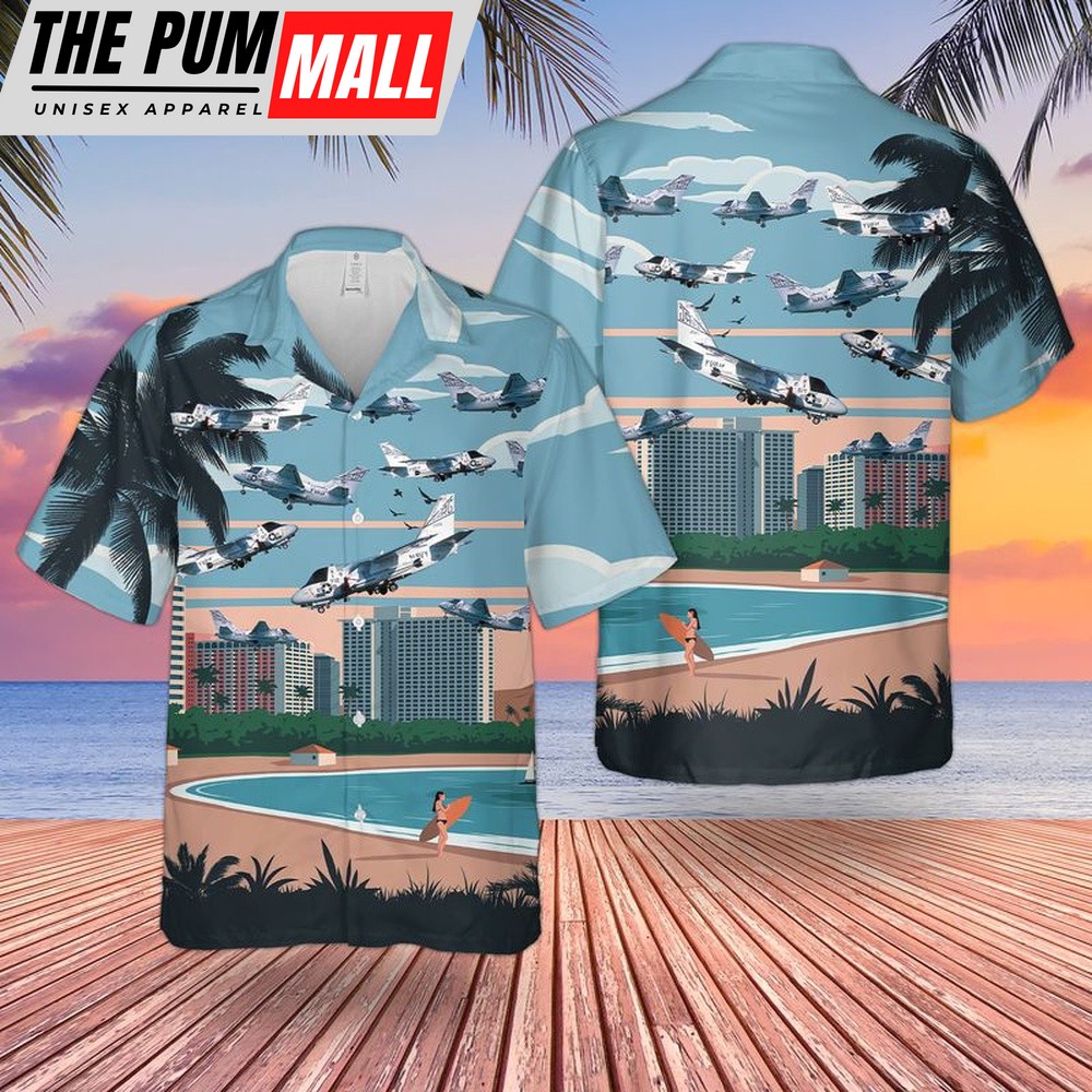 Us Navy Hawaiian Shirt, US Navy Lockheed US-3A Viking COD VRC-50 Hawaiian Shirt, Military Hawaiian Shirt