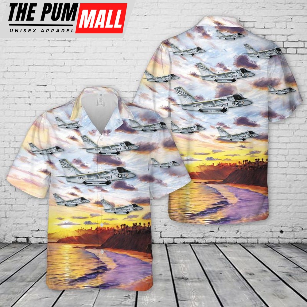 Us Navy Hawaiian Shirt, US Navy Lockheed US-3A Viking Of VRC-50 Hawaiian Shirt, Military Hawaiian Shirt