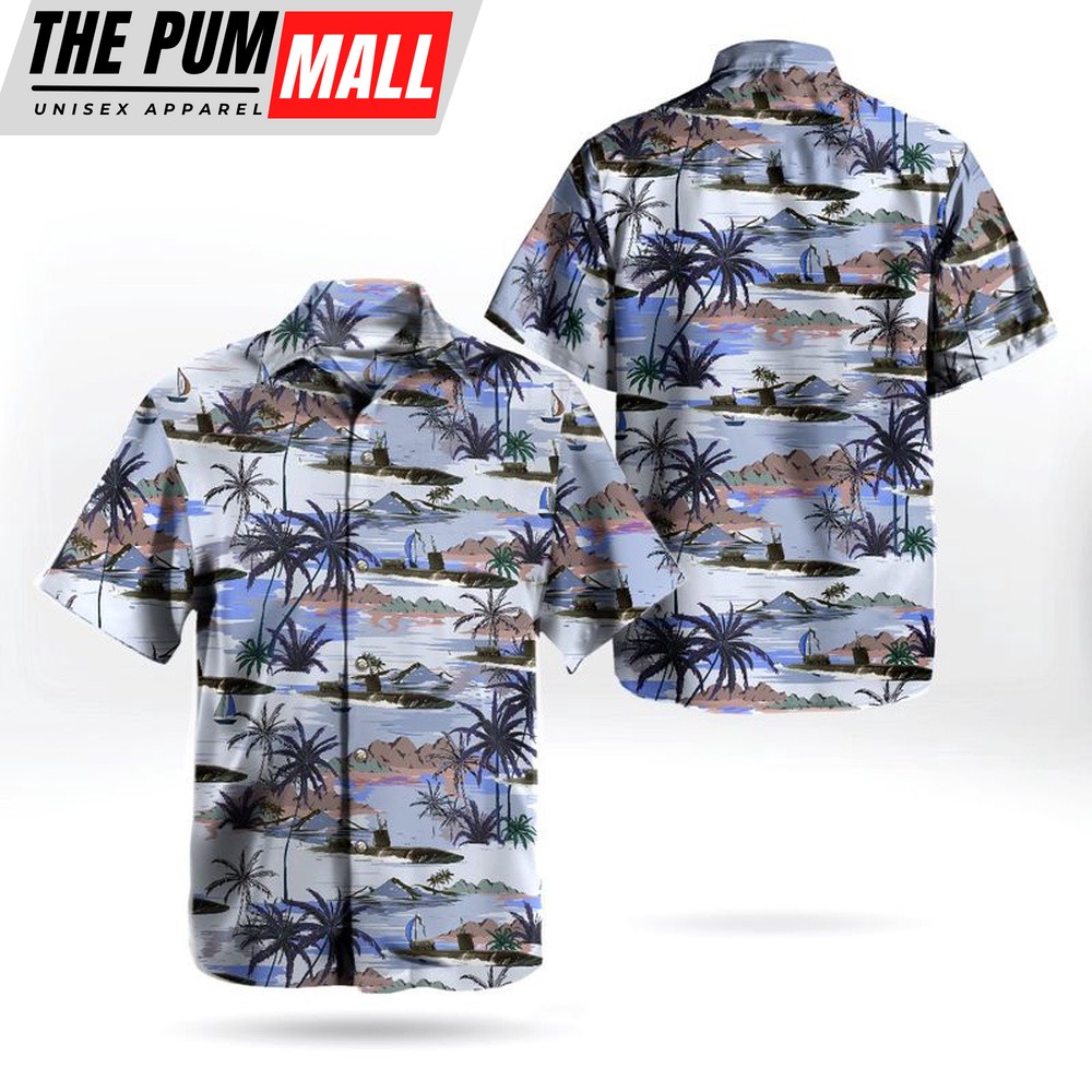 Us Navy Hawaiian Shirt, US Navy Los Angeles USS Greeneville SSN-772 Attack Submarine Hawaiian Shirt, Military Hawaiian Shirt