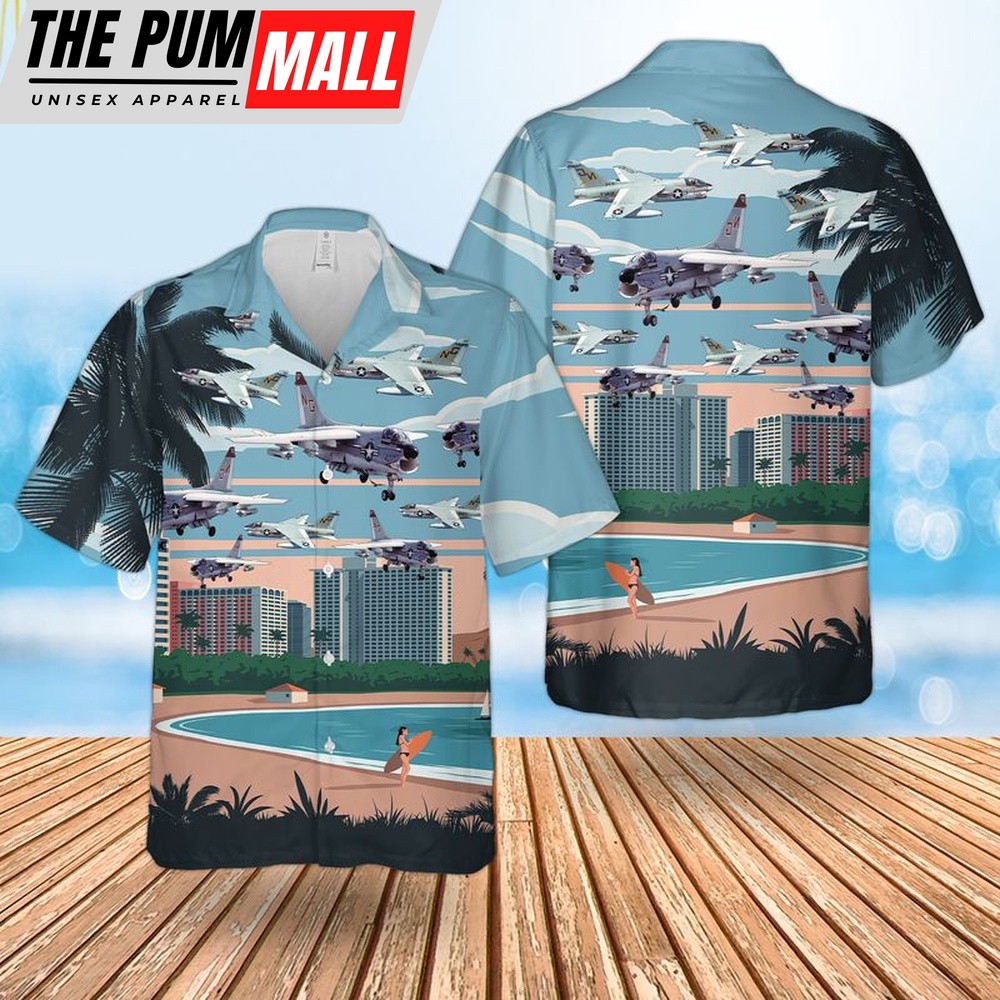 Us Navy Hawaiian Shirt, US Navy LTV A-7 Corsair II Hawaiian Shirt, Military Hawaiian Shirt