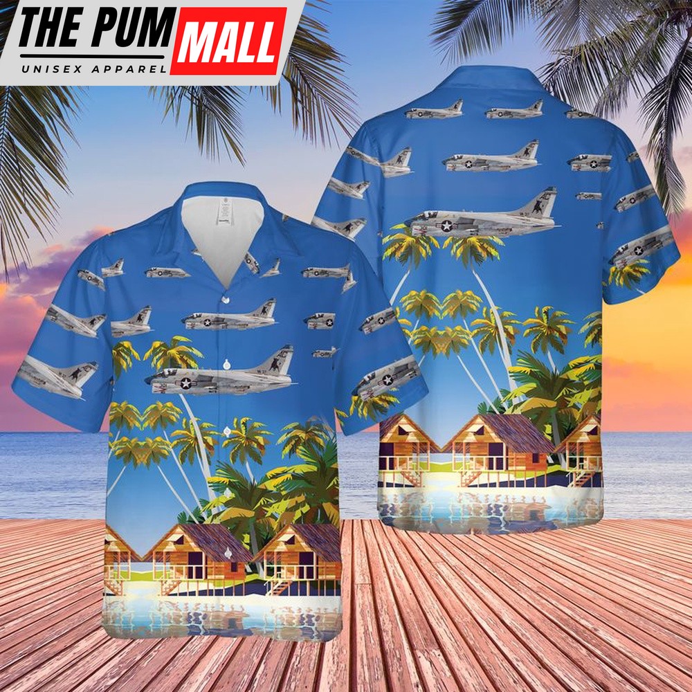 Us Navy Hawaiian Shirt, US Navy LTV A-7 Corsair II Of VA-37 Hawaiian Shirt, Military Hawaiian Shirt