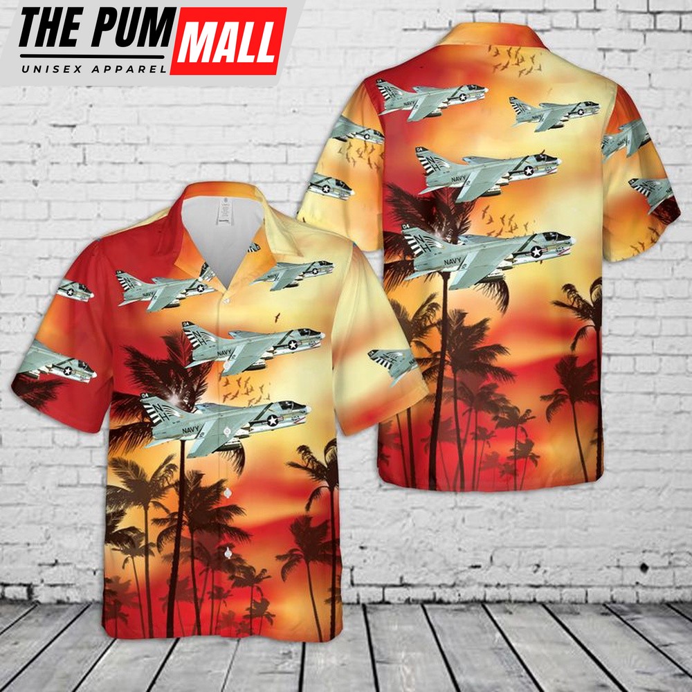 Us Navy Hawaiian Shirt, US Navy LTV A-7E Corsair II Of VA-195 Dambusters Hawaiian Shirt, Military Hawaiian Shirt