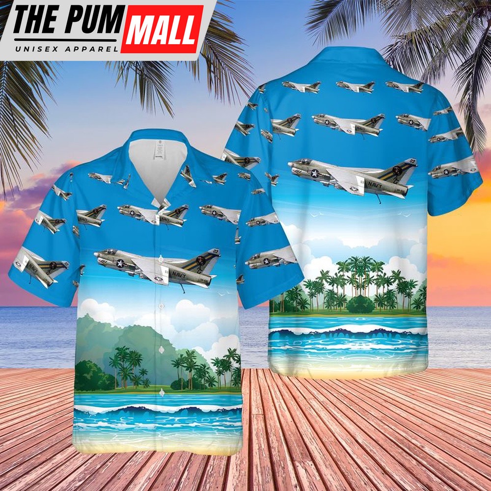 Us Navy Hawaiian Shirt, US Navy LTV A-7E Corsair II Of VA-66 The Waldos Hawaiian Shirt, Military Hawaiian Shirt