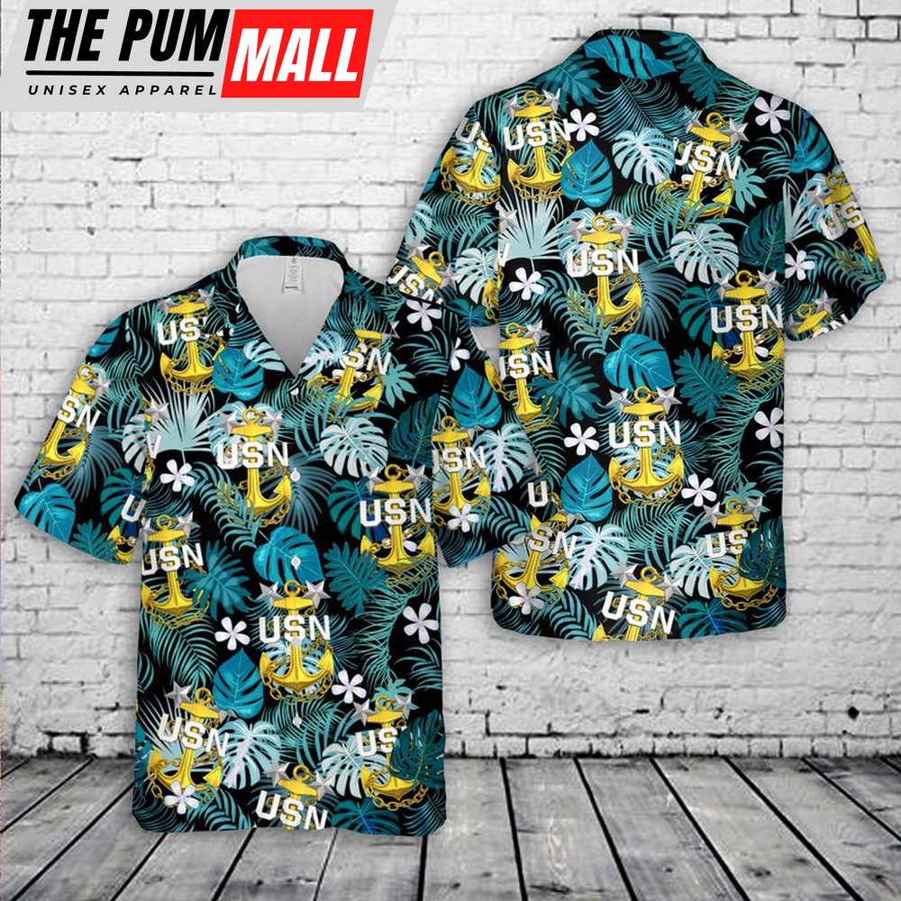 Us Navy Hawaiian Shirt, US Navy Master Chief Anchor Hawaiian Shirt, Military Hawaiian Shirt