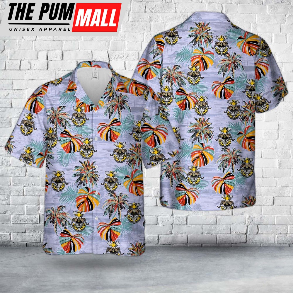Us Navy Hawaiian Shirt, US Navy Master Chief with Goat head anchor Hawaiian Shirt, Military Hawaiian Shirt