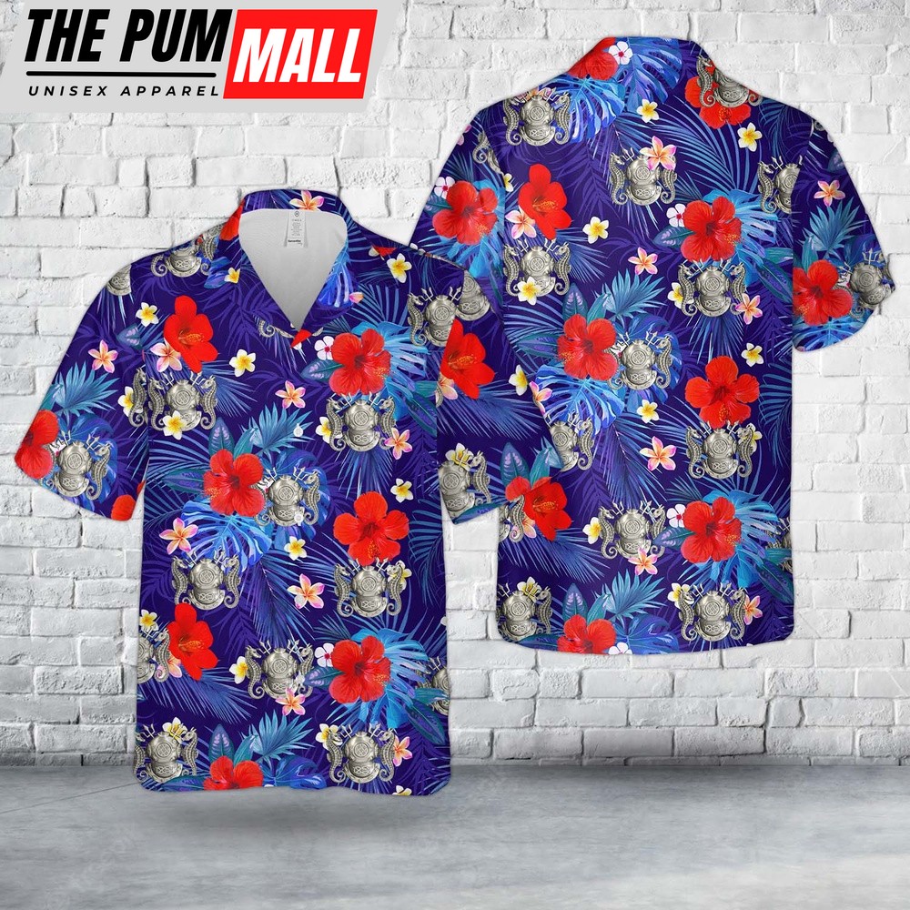 Us Navy Hawaiian Shirt, US Navy Master Diver Hawaiian Shirt, Military Hawaiian Shirt