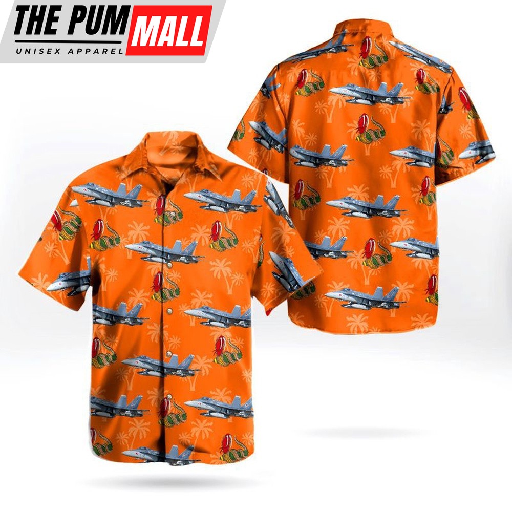 Us Navy Hawaiian Shirt, US Navy McDonnell Douglas FA-18C Hornet of VFA-204 River Rattlers Hawaiian Shirt, Military Hawaiian Shirt