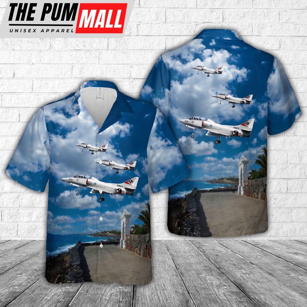 Us Navy Hawaiian Shirt, US Navy McDonnell Douglas TA-4J Skyhawk ‘Ginny Girl’ Hawaiian Shirt, Military Hawaiian Shirt