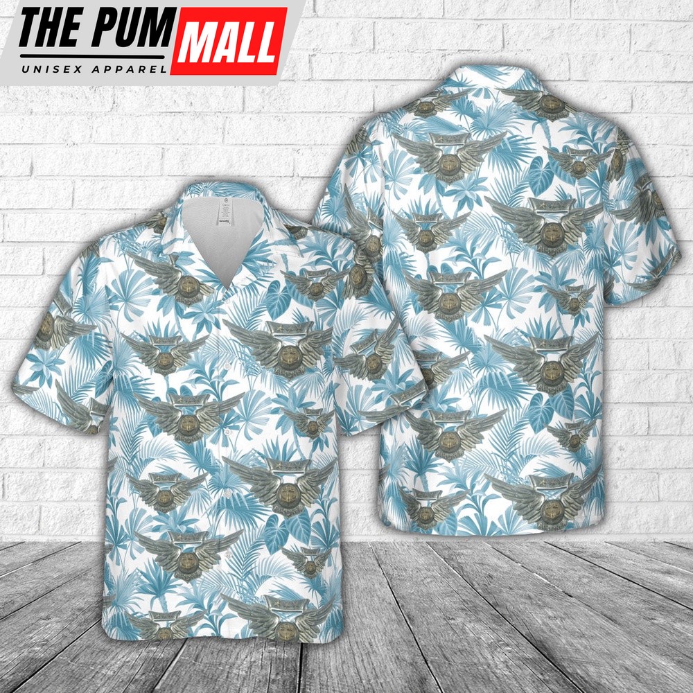 Us Navy Hawaiian Shirt, US Navy Naval Combat Air Crew Wings with threee stars WW2 Hawaiian Shirt, Military Hawaiian Shirt