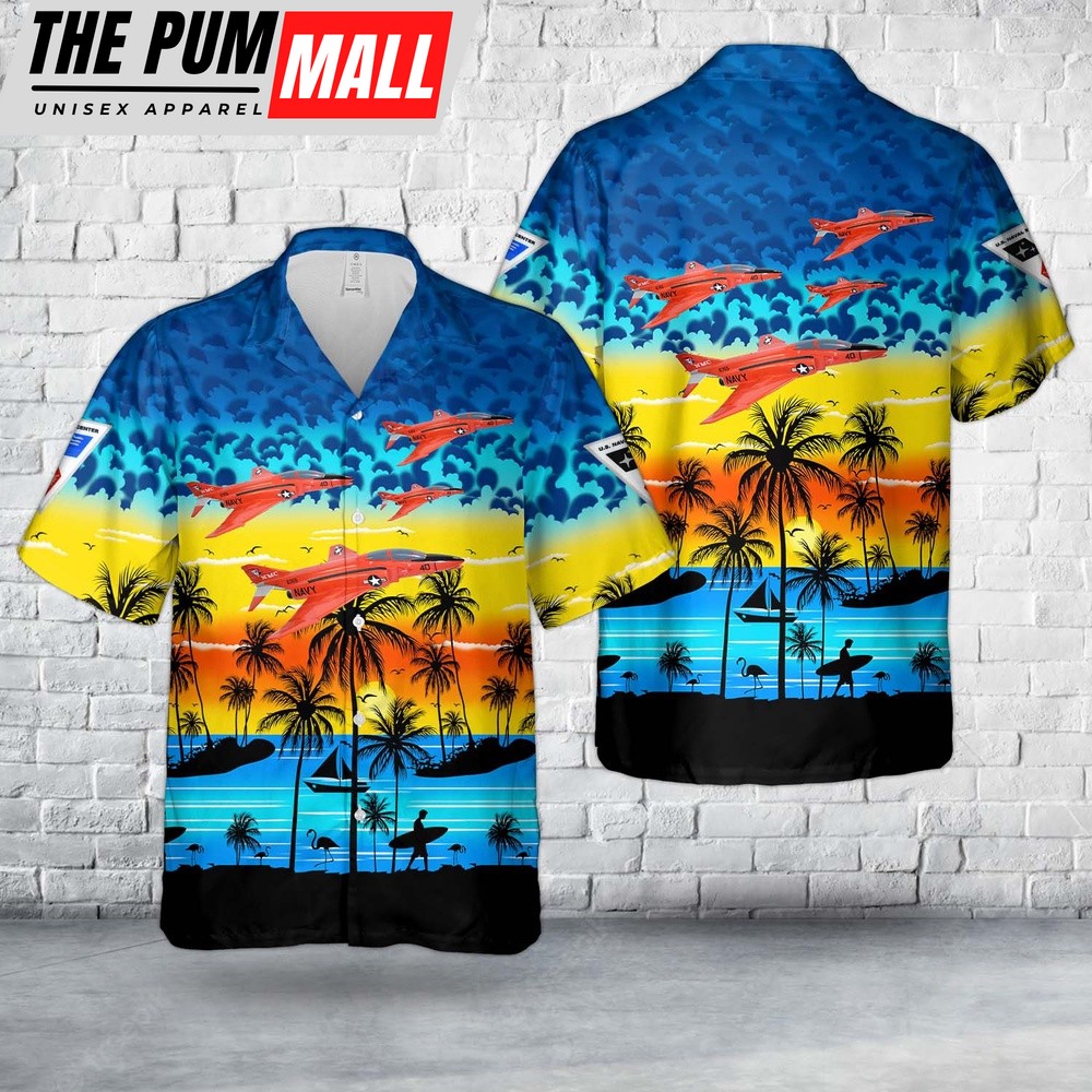 Us Navy Hawaiian Shirt, US Navy Naval Missile Center (NMC) F-4B Hawaiian Shirt, Military Hawaiian Shirt