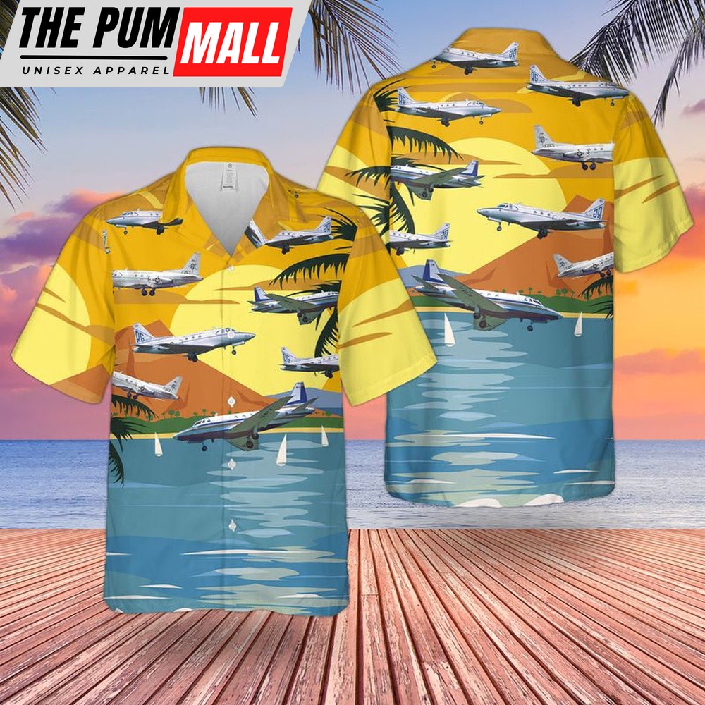 Us Navy Hawaiian Shirt, US Navy North American Sabreliner CT-39 VCR-50 Hawaiian Shirt, Military Hawaiian Shirt