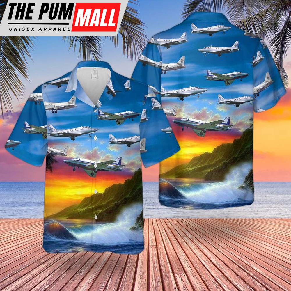 Us Navy Hawaiian Shirt, US Navy North American Sabreliner CT-39 VRC-50 Hawaiian Shirt, Military Hawaiian Shirt