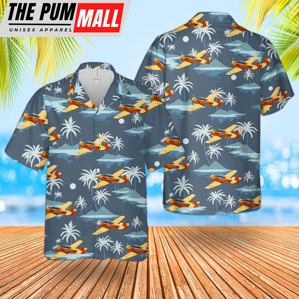 Us Navy Hawaiian Shirt, US Navy North American SNJ-5 Texan Hawaiian Shirt, Military Hawaiian Shirt