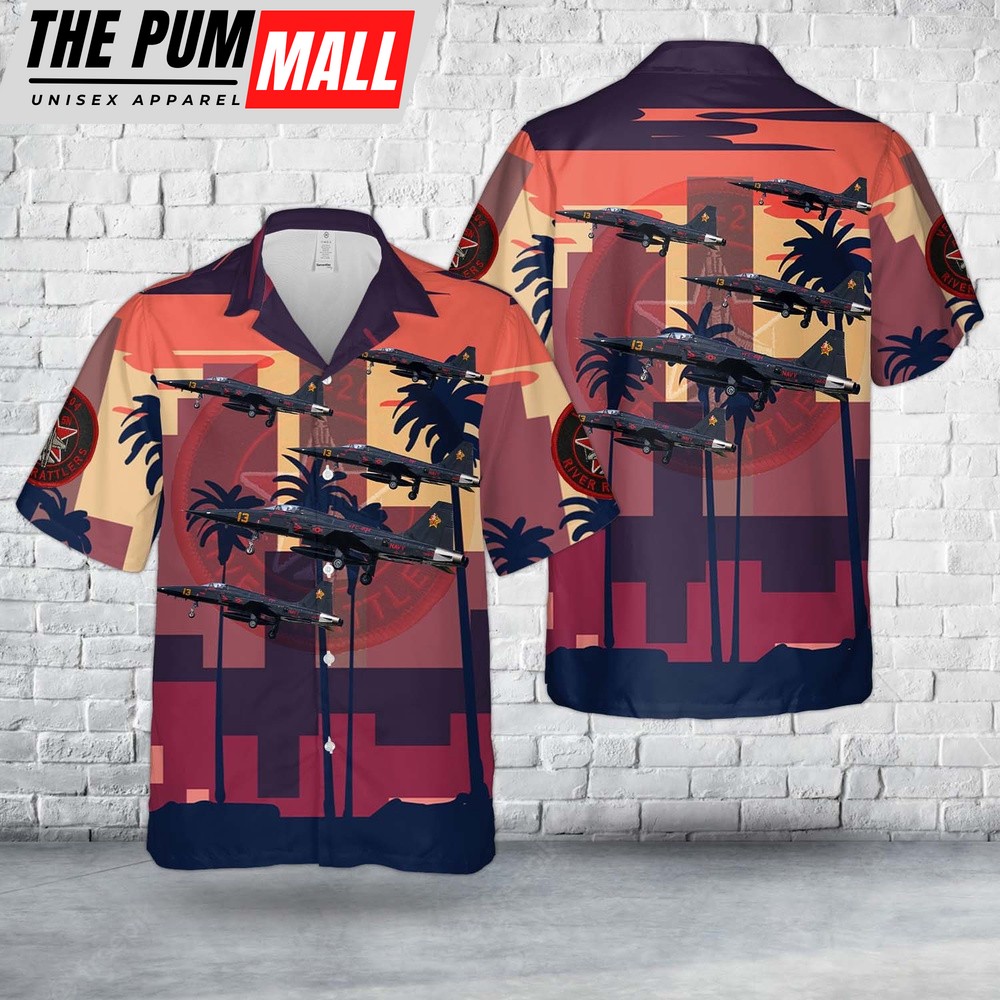 Us Navy Hawaiian Shirt, US Navy Northrop F-5N Tiger II Of VFC-204 River Rattlers Hawaiian Shirt, Military Hawaiian Shirt