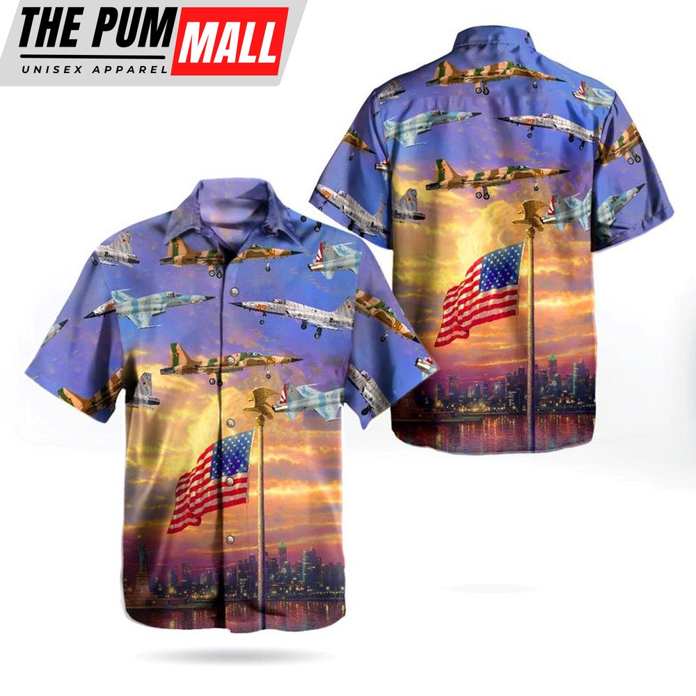 Us Navy Hawaiian Shirt, US Navy Northrop F-5N Tiger Independence Day The Statue of Liberty Hawaiian Shirt, Military Hawaiian Shirt