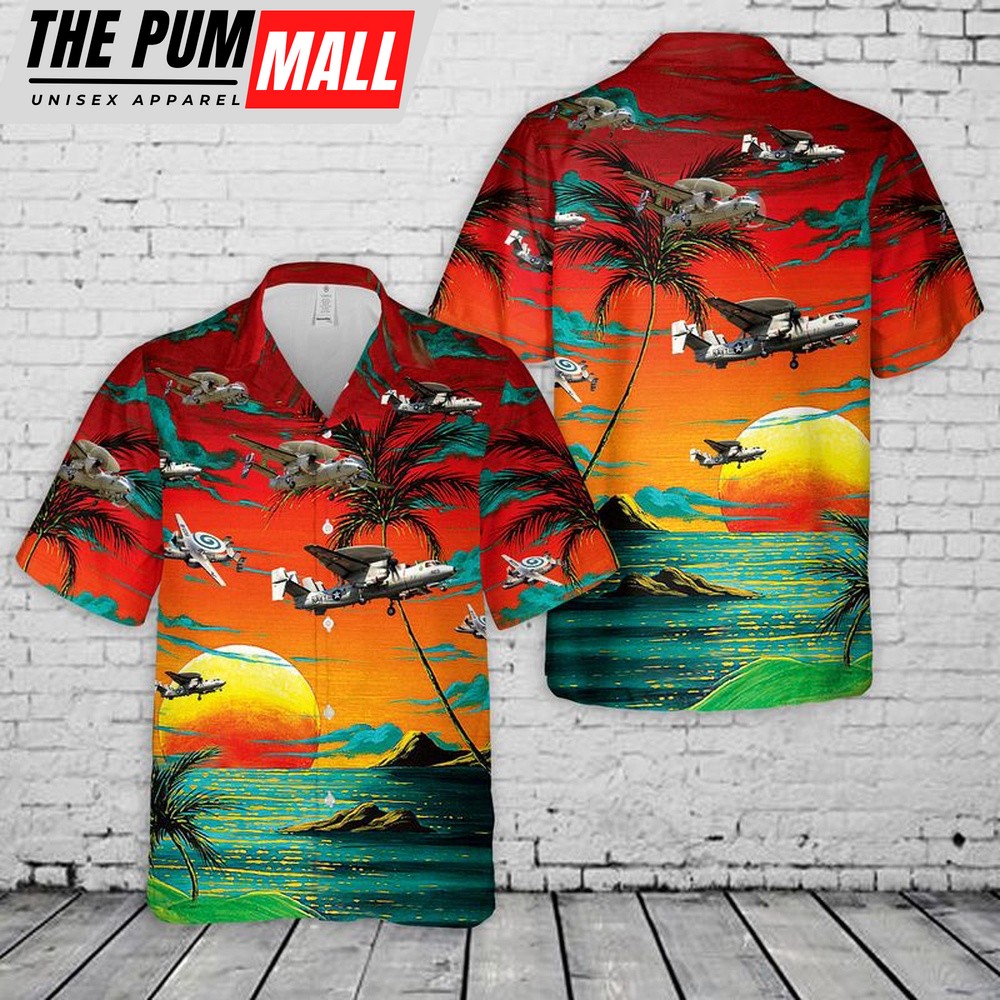 Us Navy Hawaiian Shirt, US Navy Northrop Grumman E-2 Hawkeye Hawaiian Shirt, Military Hawaiian Shirt