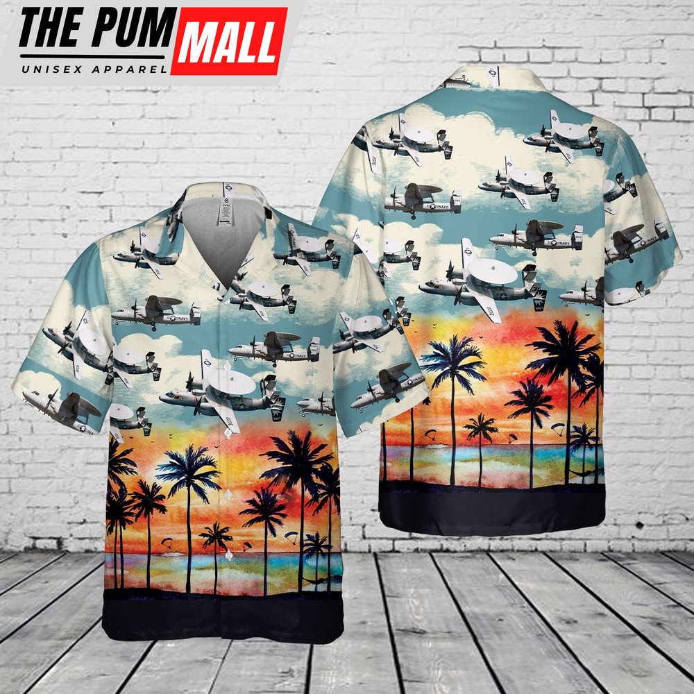 Us Navy Hawaiian Shirt, US Navy Northrop Grumman E-2 Hawkeye Pocket Hawaiian Shirt, Military Hawaiian Shirt