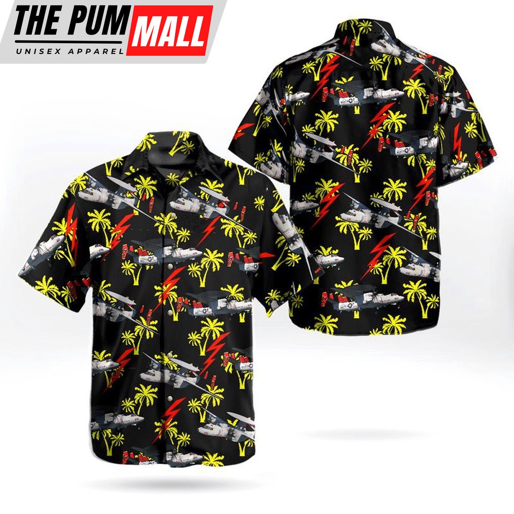 Us Navy Hawaiian Shirt, US Navy Northrop Grumman E-2D Advanced Hawkeye of VAW-125 Tigertails Hawaiian Shirt, Military Hawaiian Shirt