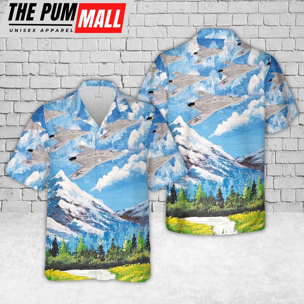 Us Navy Hawaiian Shirt, US Navy Northrop Grumman X-47B Hawaiian Shirt, Military Hawaiian Shirt
