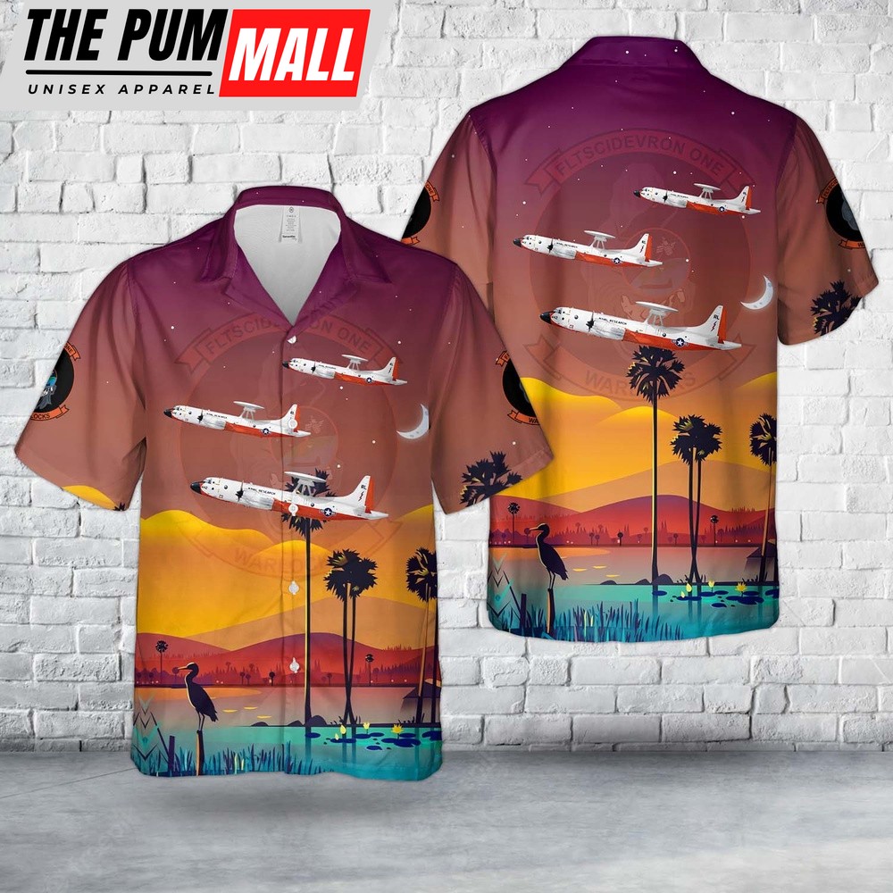 Us Navy Hawaiian Shirt, US Navy NP-3D “Orion” , Scientific Development Squadron ONE (VXS-1) Hawaiian Shirt, Military Hawaiian Shirt