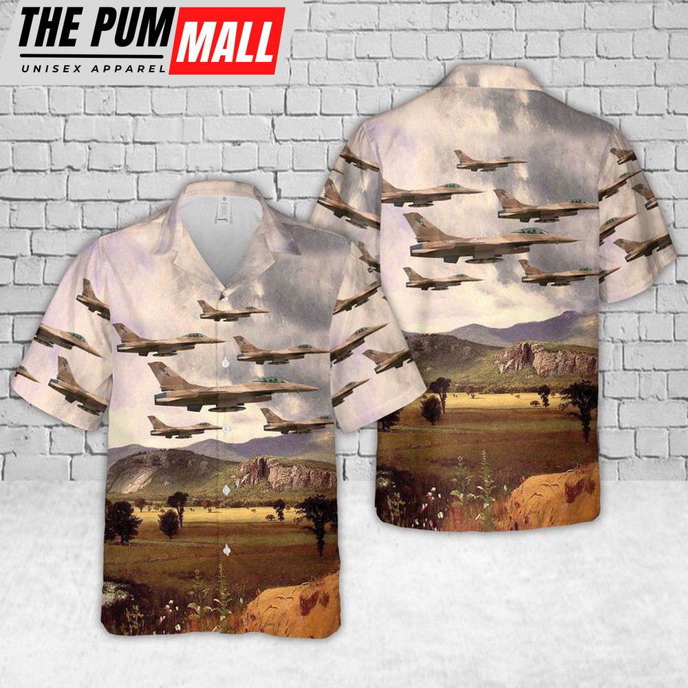 Us Navy Hawaiian Shirt, U.S. Navy NSAWC – General Dynamics F-16A Block 15AM OCU Fighting Falcon Hawaiian Shirt, Military Hawaiian Shirt