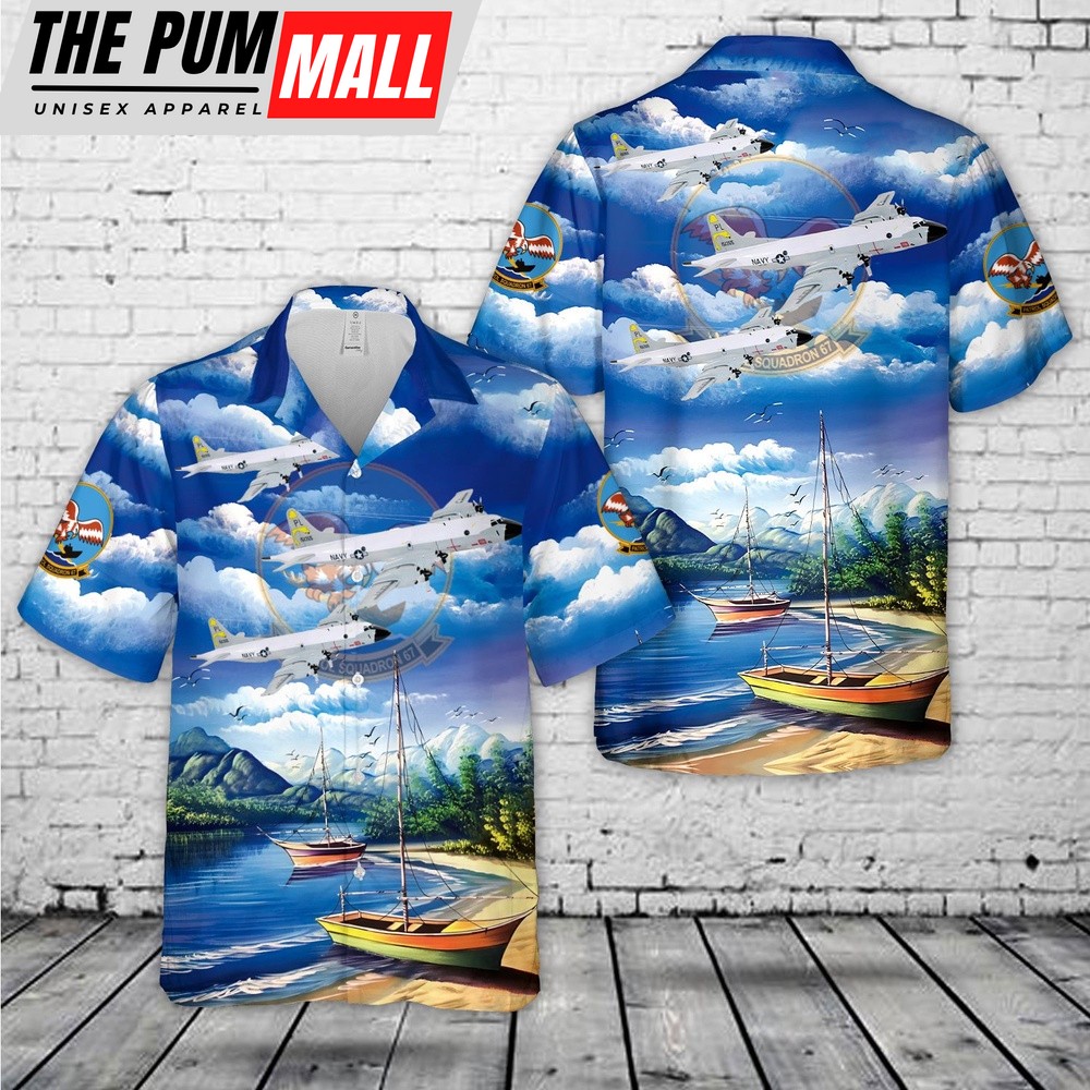 Us Navy Hawaiian Shirt, US Navy P-3A Orion, VP-67 Golden Hawks (1982) Hawaiian Shirt, Military Hawaiian Shirt