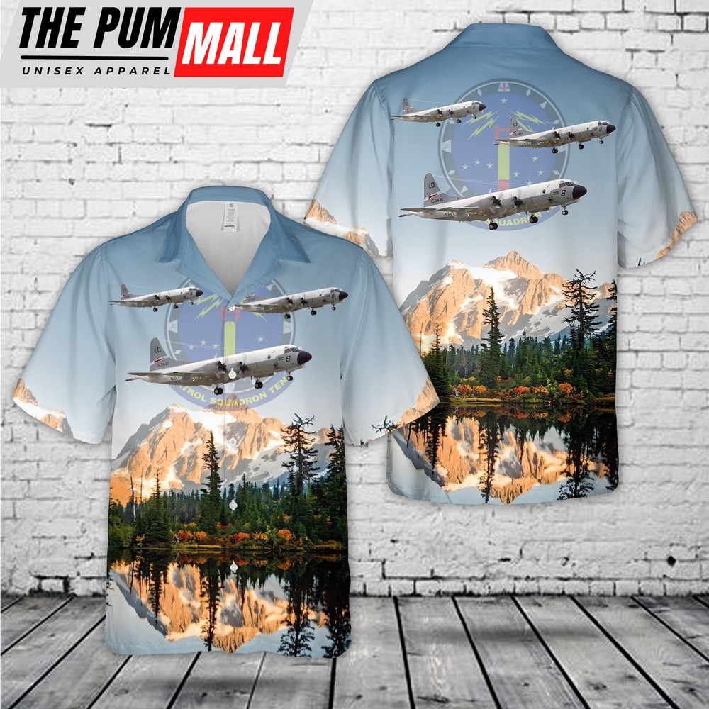 Us Navy Hawaiian Shirt, US Navy Patrol Squadron 10 (VP-10) P-3B Lancers Hawaiian Shirt, Military Hawaiian Shirt