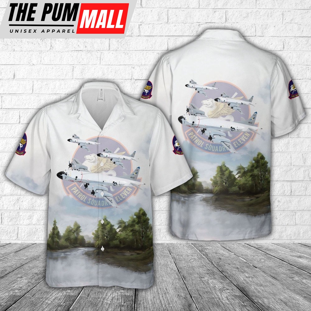 Us Navy Hawaiian Shirt, US Navy Patrol Squadron 11 (VP-11) Proud Pegasus P-3C Hawaiian Shirt, Military Hawaiian Shirt