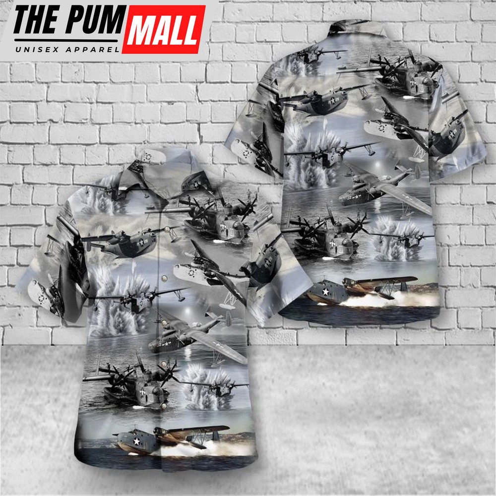Us Navy Hawaiian Shirt, US Navy PBM-5 Mariner Hawaiian Shirt, Military Hawaiian Shirt