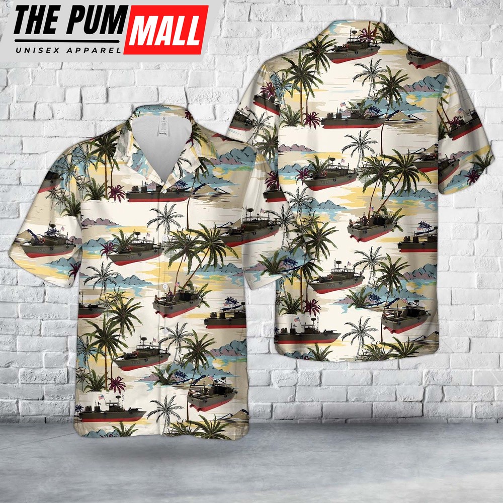 Us Navy Hawaiian Shirt, US Navy PBR 31 Mk. II Patrol Boat, River PIBBER Hawaiian Shirt, Military Hawaiian Shirt