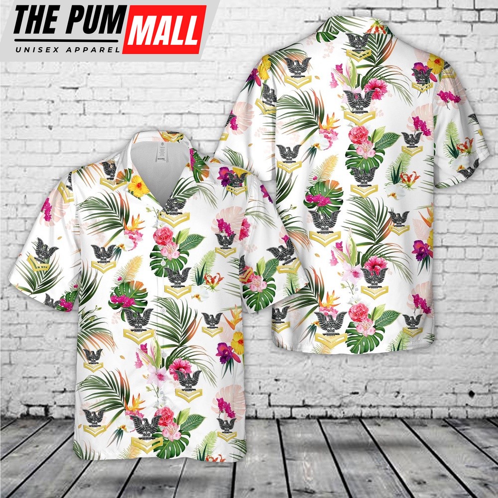 Us Navy Hawaiian Shirt, US Navy Petty officer second class E-5 Hawaiian Shirt, Military Hawaiian Shirt