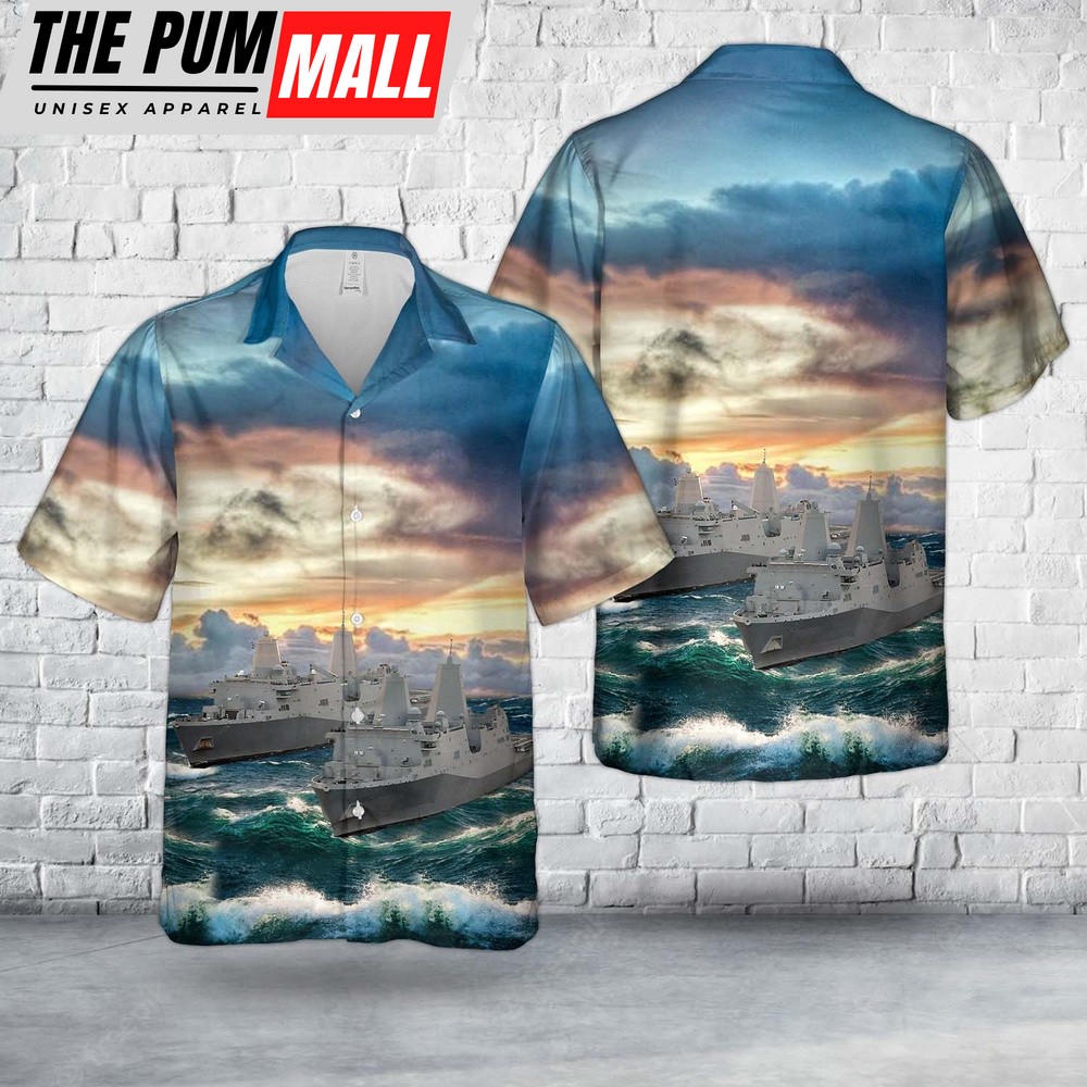 Us Navy Hawaiian Shirt, US Navy San Antonio-class amphibious transport dock Hawaiian Shirt, Military Hawaiian Shirt