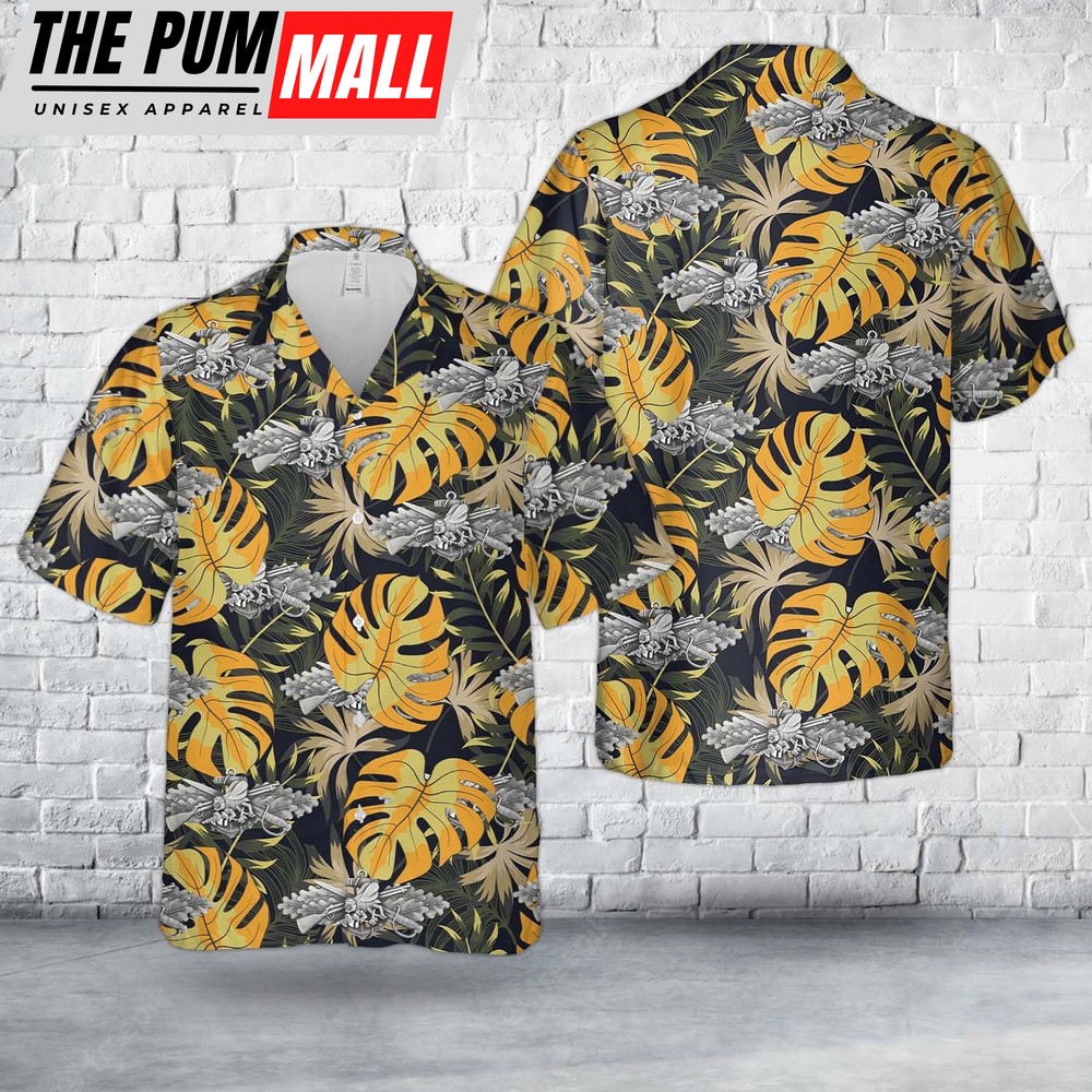 Us Navy Hawaiian Shirt, US Navy Seabee Combat Warface Enlisted Hawaiian Shirt, Military Hawaiian Shirt
