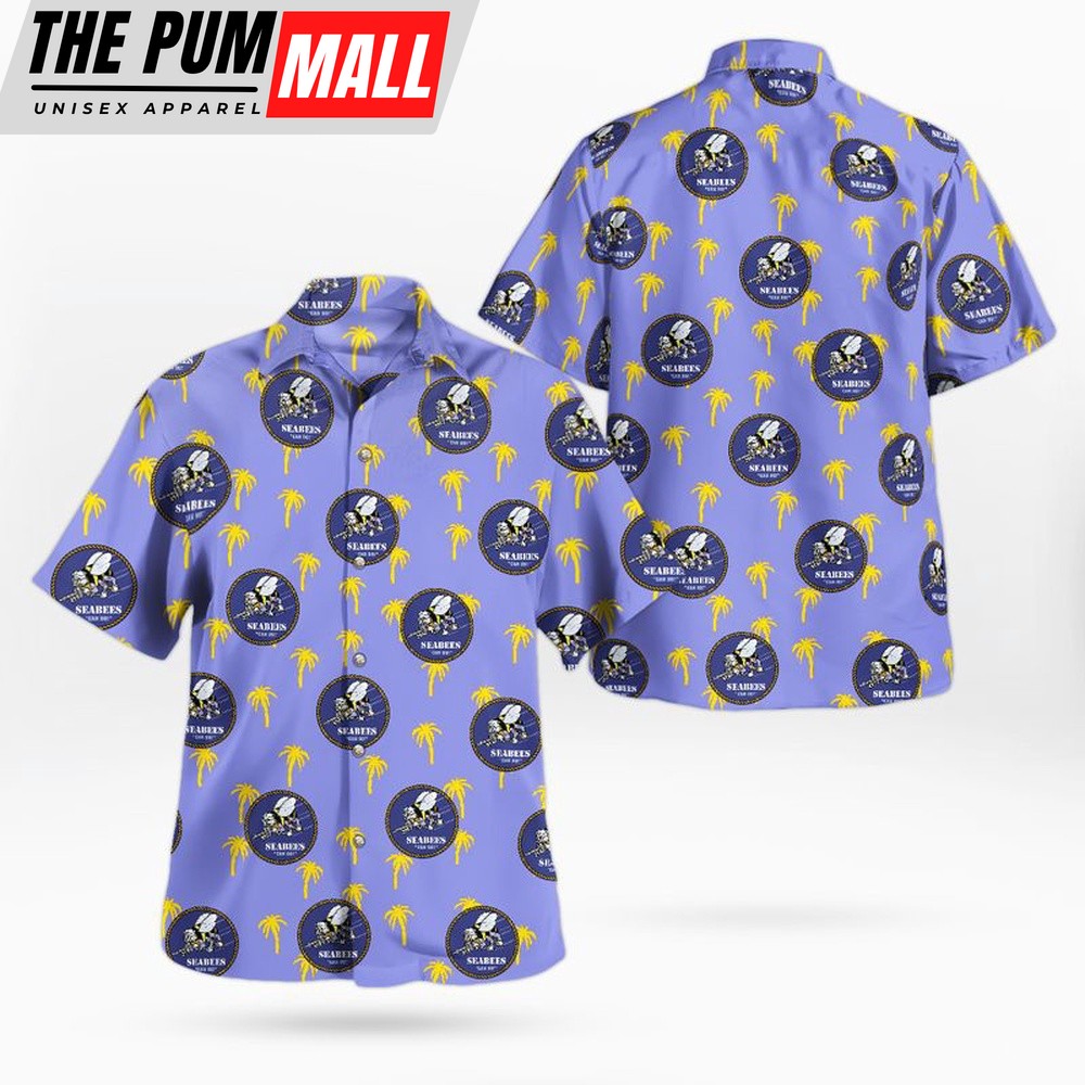 Us Navy Hawaiian Shirt, US Navy Seabee Hawaiian Shirt, Military Hawaiian Shirt