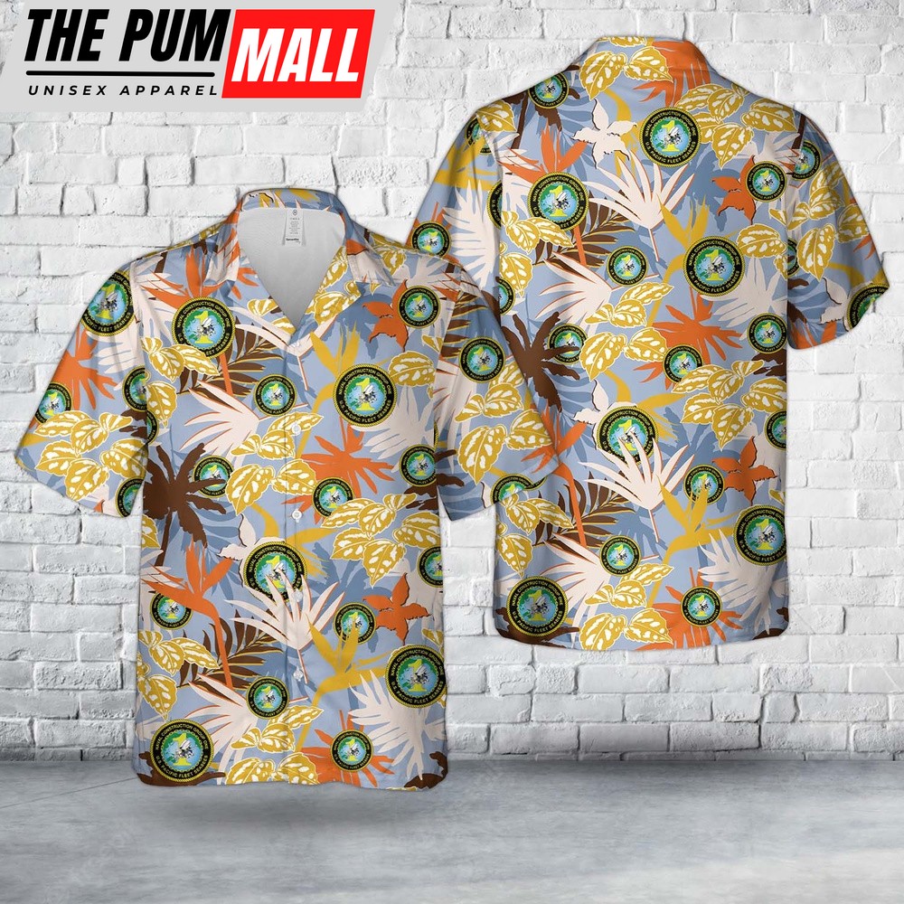 Us Navy Hawaiian Shirt, US Navy Seabee Naval Construction Group 1 Hawaiian Shirt, Military Hawaiian Shirt