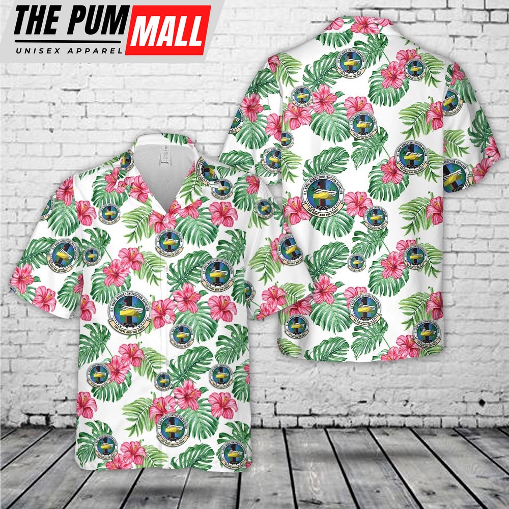 Us Navy Hawaiian Shirt, US Navy Seabee Naval Mobile Construction Battalion 1 (NMCB ONE) Hawaiian Shirt, Military Hawaiian Shirt