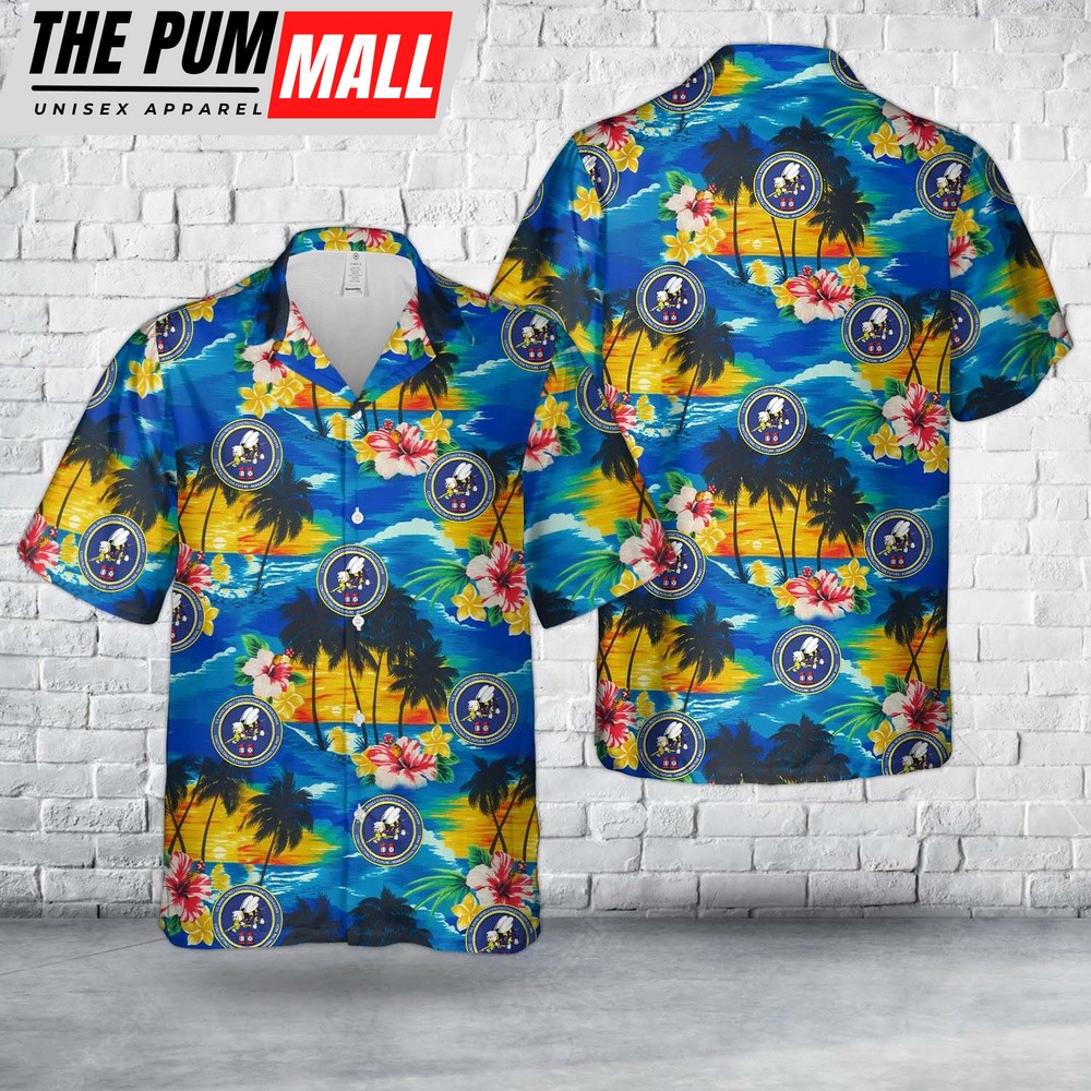 Us Navy Hawaiian Shirt, US Navy Seabee Naval Mobile Construction Battalion 11 (NMCB 11) Hawaiian Shirt, Military Hawaiian Shirt