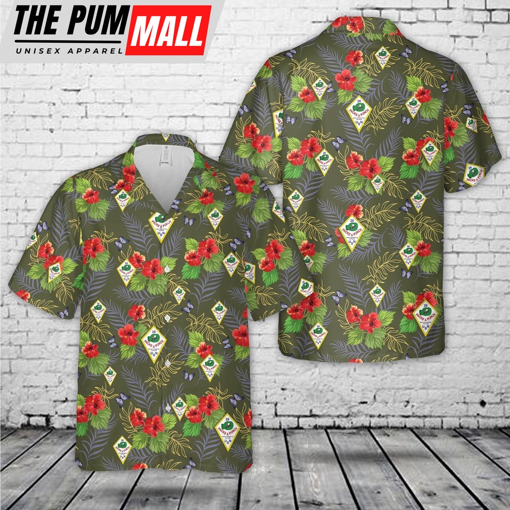 Us Navy Hawaiian Shirt, US Navy Seabee Naval Mobile Construction Battalion 26 Hawaiian Shirt, Military Hawaiian Shirt