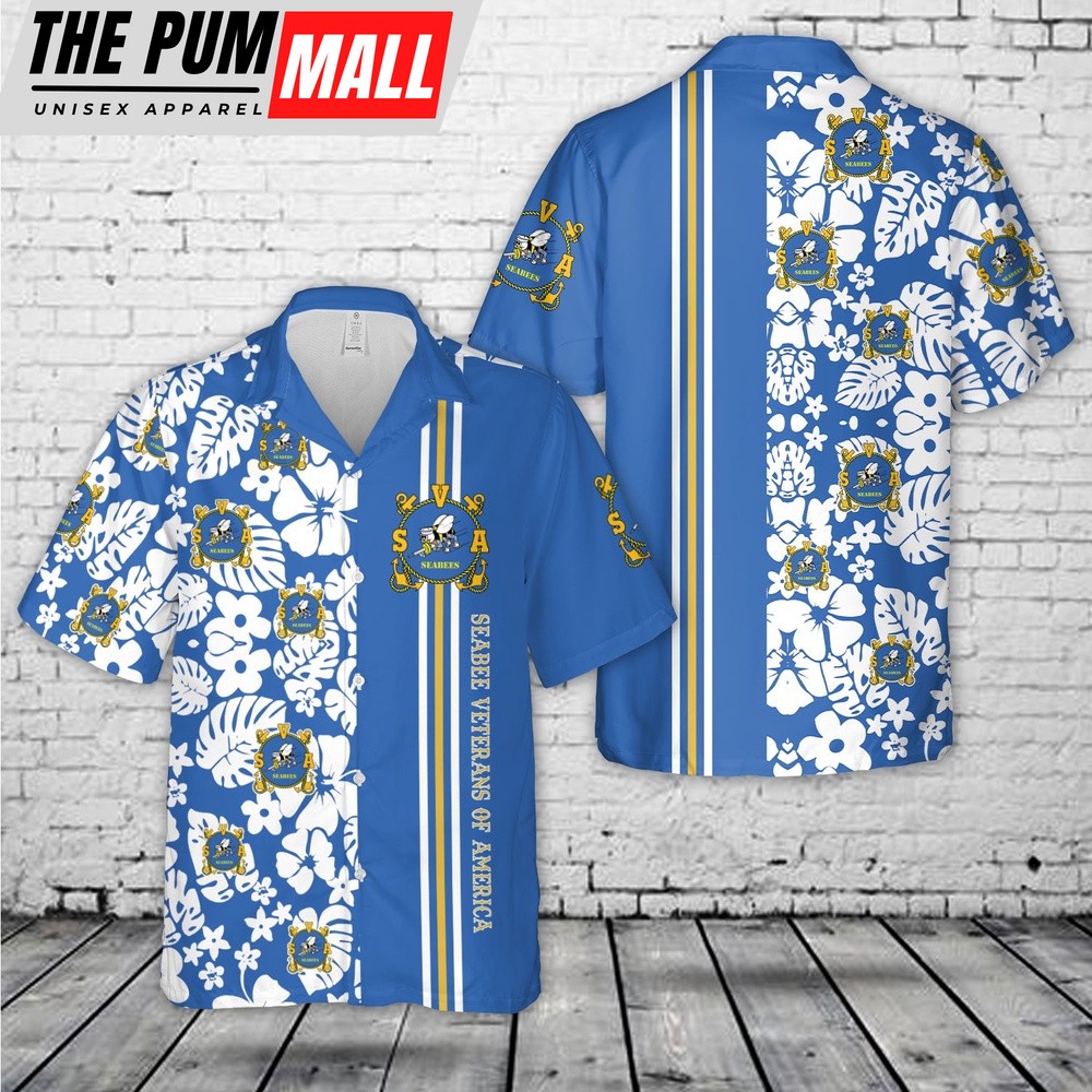 Us Navy Hawaiian Shirt, US Navy Seabee Veterans of America Hawaiian Shirt, Military Hawaiian Shirt