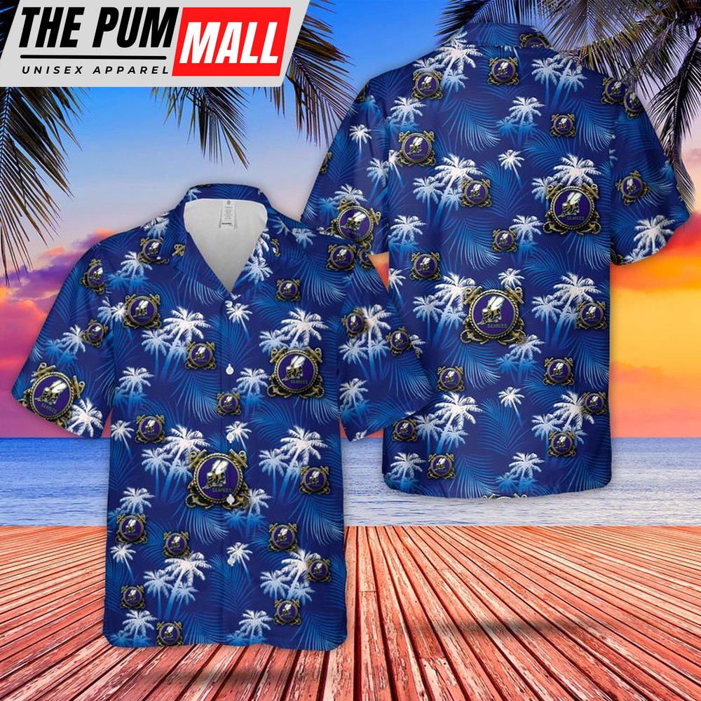 Us Navy Hawaiian Shirt, US Navy Seabee with Anchor Hawaiian Shirt, Military Hawaiian Shirt