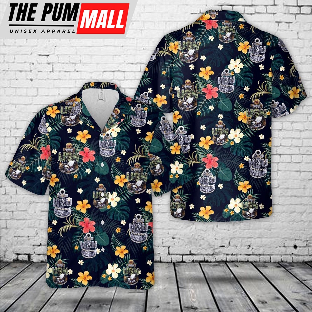 Us Navy Hawaiian Shirt, US Navy Seabees Chief’s Anchor CPO Hawaiian Shirt, Military Hawaiian Shirt