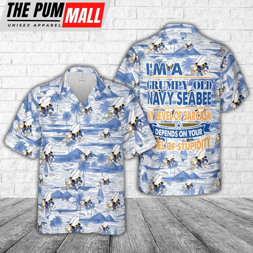 Us Navy Hawaiian Shirt, US Navy SEABEES Naval Construction Force (NCF) Hawaiian Shirt, Military Hawaiian Shirt